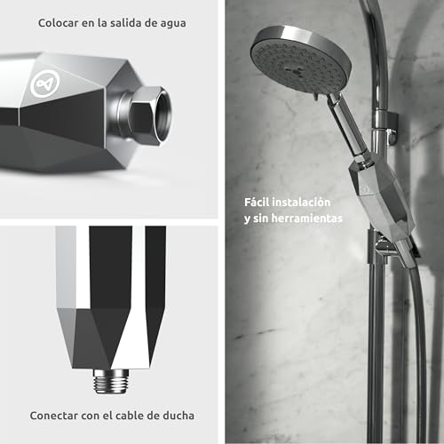 Miniatura 7 de Tapp Water Showerpro Diamond - Filtro Para Ducha. Filtra La Cal, El Cloro Y 70 Sustancias. Diseño Único. Filtración En 4 Etapas Y Tecnología Kdf-55 Para Piel Suave Y Pelo Fuerte. 6 Meses - 20.000l