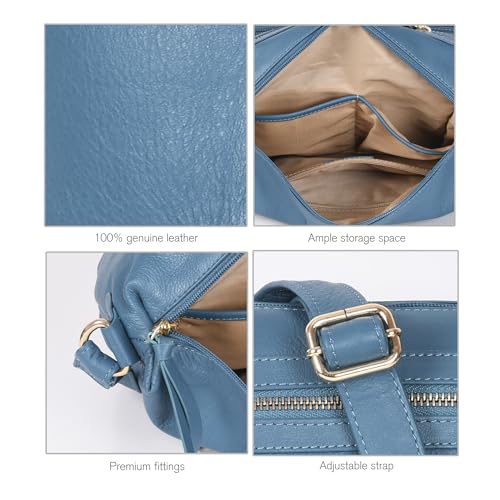 Image of Oak Leathers Women's Crossbody Bag - Genuine Leather Crossover Shoulder Purse With Adjustable Sling Strap - Medium Size