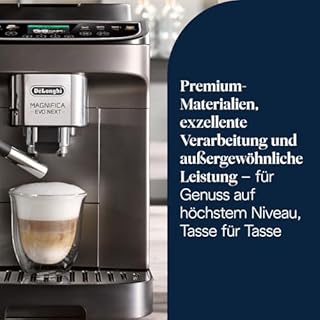 De’Longhi Magnifica Evo Next - Perfetto Kaffeevollautomat mit LatteCrema-Milchaufschäumer, 13 One-Touch-Getränke, Coffee- und Cappuccino Kaffeemaschine, farbiges Touch-Display, Titan (ECAM312.80.TB)