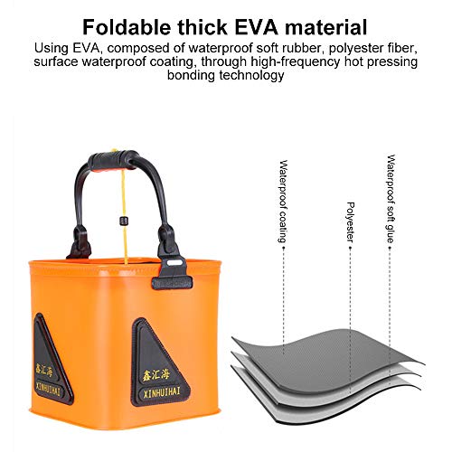 BIGBIGFAMILY Balde de Peixe Vivo, Balde Dobrável, Resistente, Impermeável, Caminhada, Acessórios de