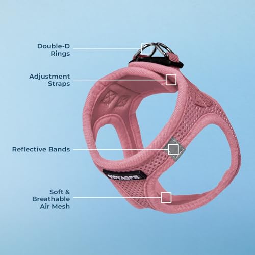 Image of Best Pet Supplies Voyager Step-in Air Harness - All Weather Mesh, Reflective, No Pull Harness for Dogs, Cats - Secure with Hook & Loop Fastener, Buckle, Double D-Rings - Pink, XL