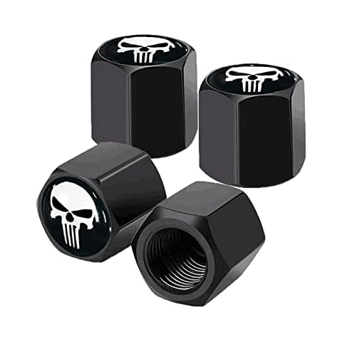 Gseigvee 4 Pack Skull Car Wheel Tire Valve Stem Caps Airtight Dust Proof Covers Universal Tire Air Valve Caps for Cars, Trucks, Bicycles, Car Accessories for Men and Women White Cover