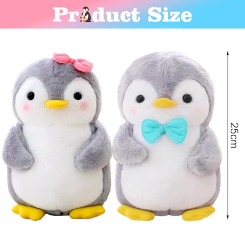 Aurasky Pinguin Kuscheltier Süß, Plüschtier Pinguin 25cm, Pinguin Stofftier zum Kuscheln & Spielen, Plüschpinguin Kissen Puppe Geschenk für Fans Kinder Mädchen Jungen(2-Teiliges)