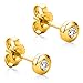 Produktbild Orovi Schmuck Damen runde Solitärohrstecker mit 2 natürlichen Diamanten im Brillantschliff 0.08 CT in einer Zargen Fassung Zeitlose klassische Ohrringe aus Gelbgold 9 Karat / 375 Gold