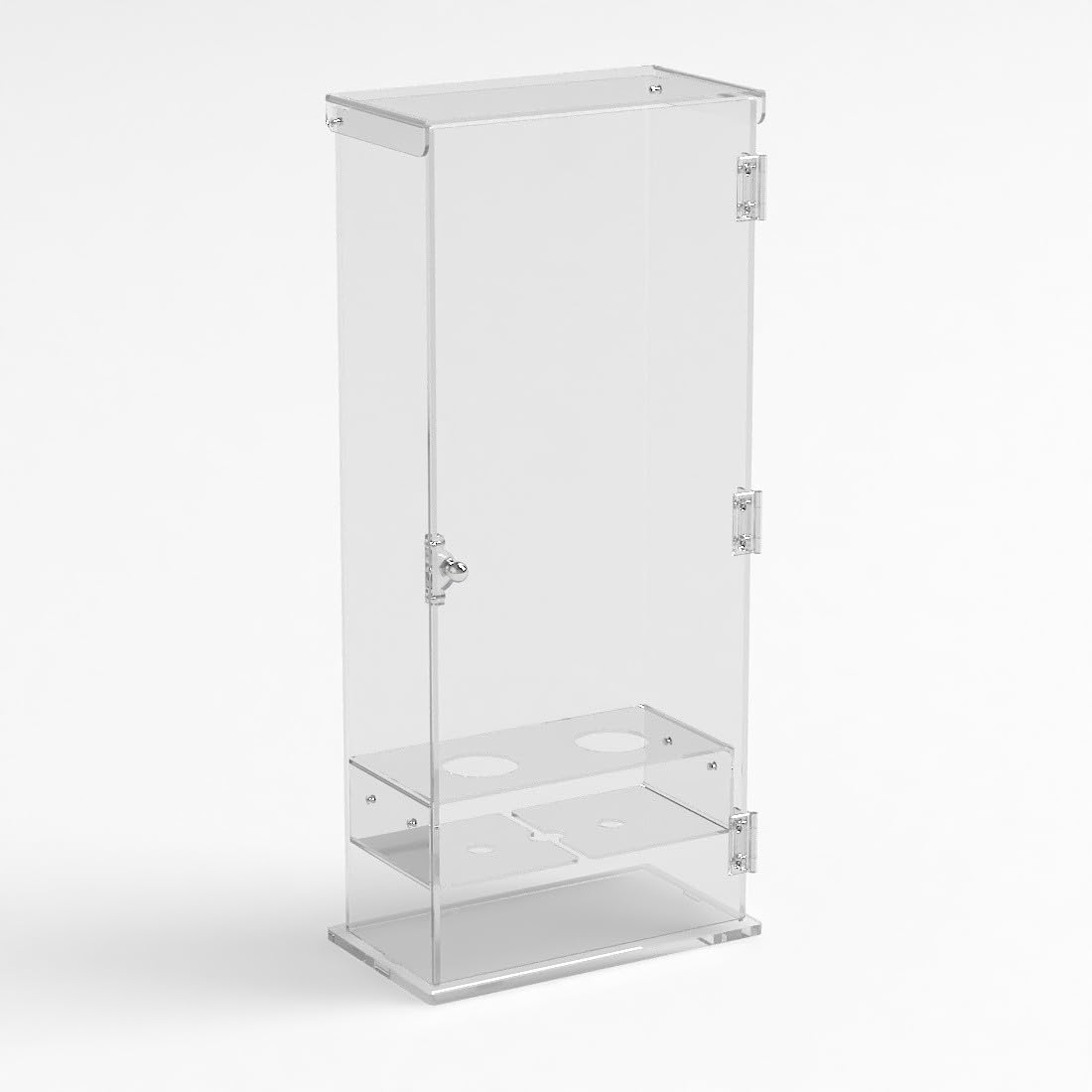 Porta coni gelato per cialde grandi in plexiglass trasparente a 2 fori con sportello - Misure: 27 x 13 x H61 cm