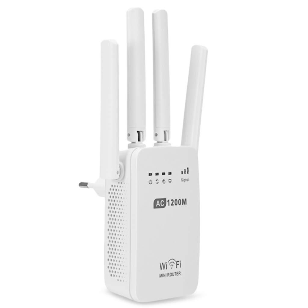 HYLR Booster WiFi, dwupasmowy przedłużacz Wi-Fi, mini przedłużacz WiFi/repeater/wzmacniacz sygnału internetowego z 4 zewnętrznymi antenami, punkt dostępowy/rozszerzenie WiFi na urządzenia Smart-Home