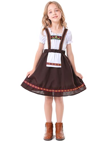 Nenahot Girls Bavarian Oktoberfest Costume German Dirndl Dresses Outfit Fraulein Oktoberfest Costumes Kids