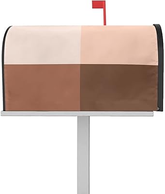 Magnetic Mailbox Cover Brown Simple Gradient Four Grid Geometric Pattern Standard Size Removable Post Letter Box Cover Waterproof Garden Yard Outdoor Decoration