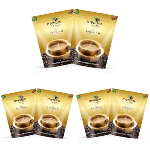 Image of MYSURU COFFEE Premium Filter Coffee Powder 500g [Pack of 6] | Aromatic Taste [80% Coffee - 20% Chicory] | Traditional South Indian Blend | Freshly Roasted Ground Coffee