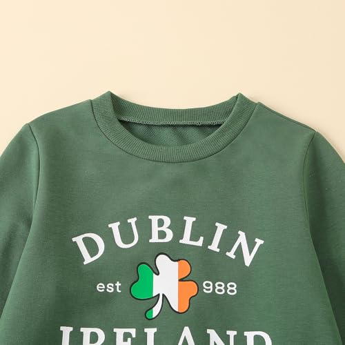 St Pattys Day Baby Outfit Toddler St Patrick Shirt Shamrock Long Sleeve Crewneck Sweatshirt Spring Clothes Pants Set4