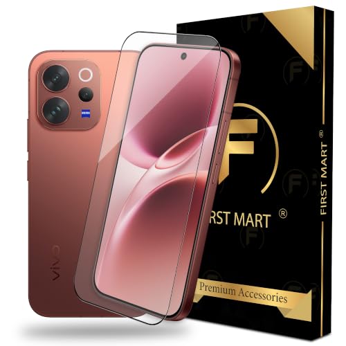 Image of FIRST MART Tempered Glass for Vivo V70 Elite & Vivo V70, 9H Full-Glue Screen Protector, 3D Edge-to-Edge, HD Clear, Oleophobic, Case-Friendly, Black, Pack of 1