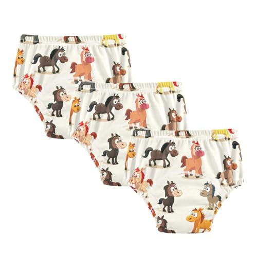 Bolaz Toddler Training Pants, Small Horses Cotton Potty Training Underwear for Baby Boy Girl 3-Pack