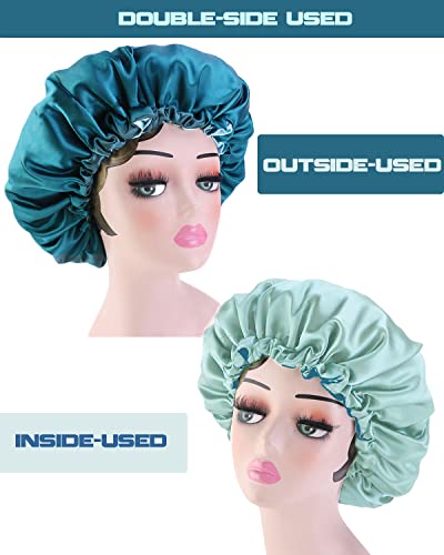 MUFEKUM Large Adjustable Double Sided Satin Bonnet, Silk Bonnet for Women Girls & Men's Hair Care - Image 2
