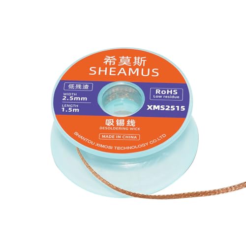 2.5mm Solder Wick Desoldering Braid Copper Wire Solder Sucker Flux Remover Tool for RMA SMD Repair, Length 1.5M