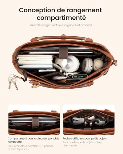 Sac ordinateur 15,6 pouces imperméable et multi-compartiments pour femme active