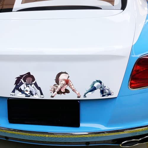Omakemi 3Pcs (5.1'') For Creative Furry Loona Anime Car Decals Caravan Windshield Trunk Lid Bumper Stickers Waterproof Vinyl Car Accessories (3Pcs-Abc) #TOP2