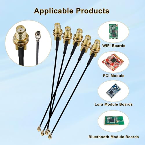 5PCS Cable coaxial IPX U.FL a SMA hembra, 15 cm miniatura 4