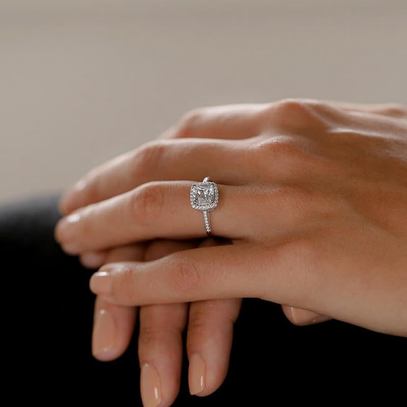 Aihpos 10K Solid Gold Halo Engagement Rings for Women White Gold 1-1/4 Carat (ctw) Moissanite Engagement Rings Wedding Anniversary Promise Rings for Her3