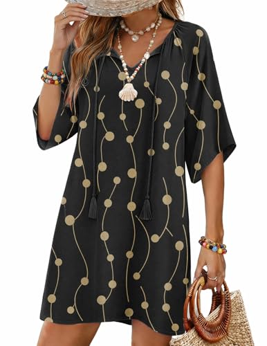 Image of Zeagoo Womens Summer Dress Casual Ruffle Tiered Floral Square Neck Sundresses Beach Boho Mini A-line Dress 2026 with Pockets