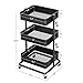 SONGMICS 3-Tier Metal Rolling Cart, Utility Cart, Kitchen Cart with Adjustable Shelves, Storage Trolley with 2 Brakes, Easy Assembly, for Kitchen, Office, Bathroom, Black UBSC60B