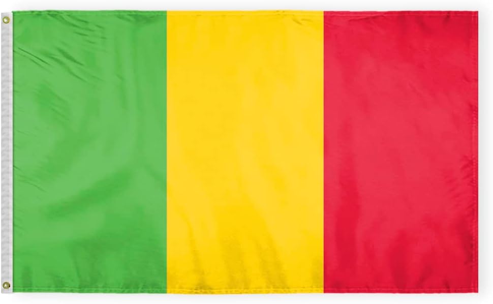 AGAS Mali Flag 2x3 ft Outdoor 200D Nylon Double Stitched Hem Rust Proof Brass Grommets Canvas Header Malian National Flag