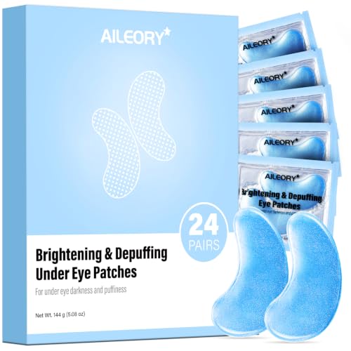 AILEORY Under Eye Patches for Dark Circles and Puffiness, Brightening Eye Masks with Caffeine, Niacinamide &amp; Tranexamic Acid for Under-Eye Dullness, Depuffing Eye Treatment for Eye Bags, 24 Pairs