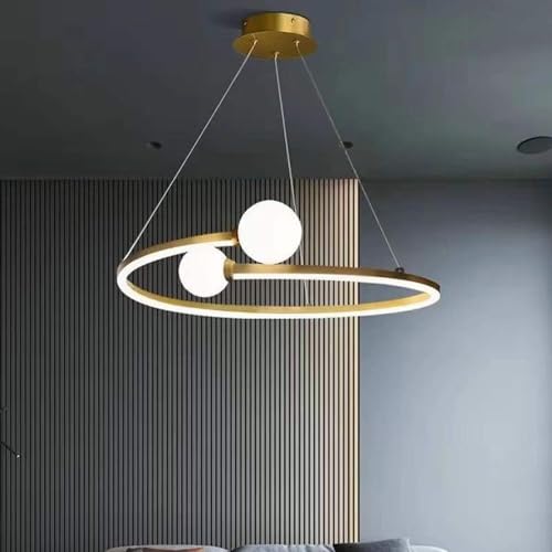 Cercle d'or suspension de luxe en métal brossé pour entrée majestueuse