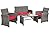 Shintenchi 4-Piece Outdoor Gray Wicker Patio Conversation Furniture Set, Rattan Patio Furniture Set with Weather Resistant Cushions and Tempered Glass Tabletop,Red
