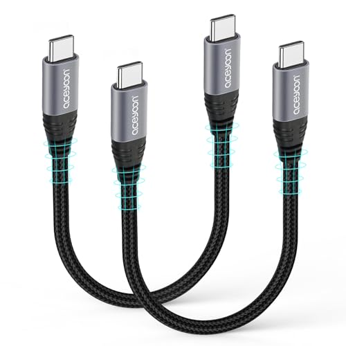 aceyoon USB C ケーブル 短い 20cm Type-C 2本 100W 急速充電 タイプC 20センチ 480Mbps データ同期 ctoc ...