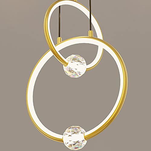 Suspension LED en laiton brossé et cristal dimmable
