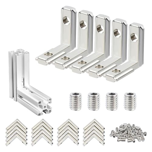 25 Pcs Conector en Ángulo para Perfil Aluminio 20x20, Conectores de Esquina de Ángulo Interno con Ranura en T de 90° 2020 para Perfil de Aluminio Serie 20, con 50 Tornillos