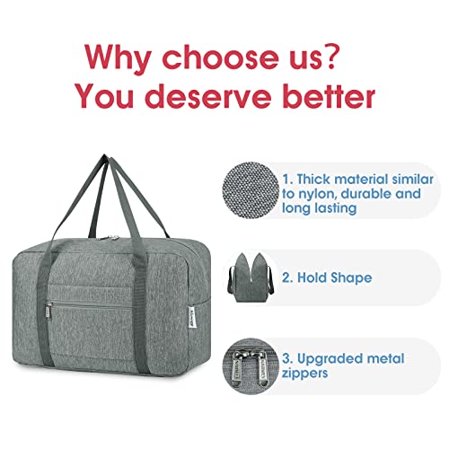 Narwey 20L Ryanair Handgepäck 40x30x20, Klein Sporttasche Faltbare Reisetasche Handgepäck Tasche Flugzeug für Damen, Travel Bag Weekender Herren (Grau)
