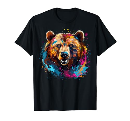 Oso Wildlife Animal Lover Colorido Splash Art Camiseta