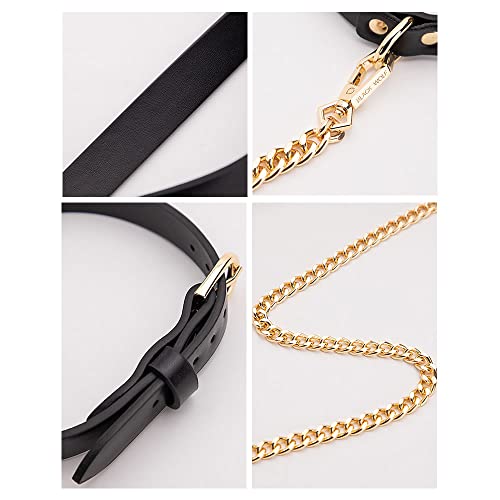 NEEMOSI SM Halsband mit Leine Ketten Set Geschirr PU-Leder Einstellbar Halsfessel 2 Stück Erwachsene Sklaven Halsbänder Frauen Sex Spielzeug BDSM Leine Slave Cosplay Choker Fetisch Collar Schwarz