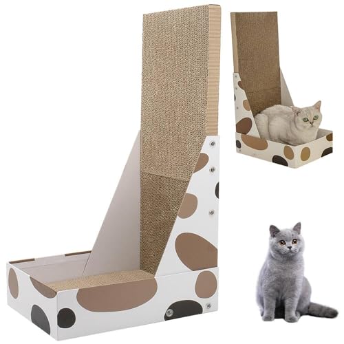 Lifetips ブリティッシュショートヘア British Shorthair 猫用爪とぎ L字型 ダンボール ハウス型 爪とぎベッド ソファ風 キャットスクラッチャー 垂直水平兼用 多頭飼い対応 おしゃれ 丈夫 インテリア馴染む 2カラー ストレス解消