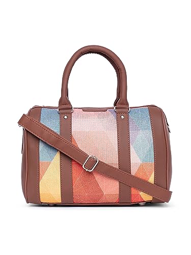 Image of ZOUK Printed Vegan Leather Handmade Women's Handbags with double handles and detachable Sling Strap