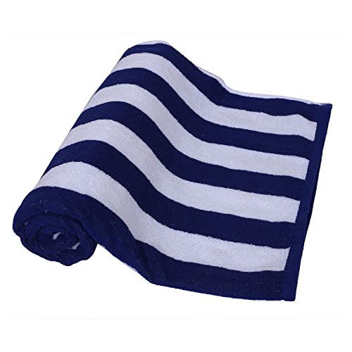 Image of Home Plus Studio 100% Cotton Towel Used for Hotel Pool /Swimming /Beach /Bath Sheet /Extra Large Size Bath Towel - Pack of 2 - Size 90 CM x 180 CM (36 inch in x 72 inch in) - Blue & White Stripes