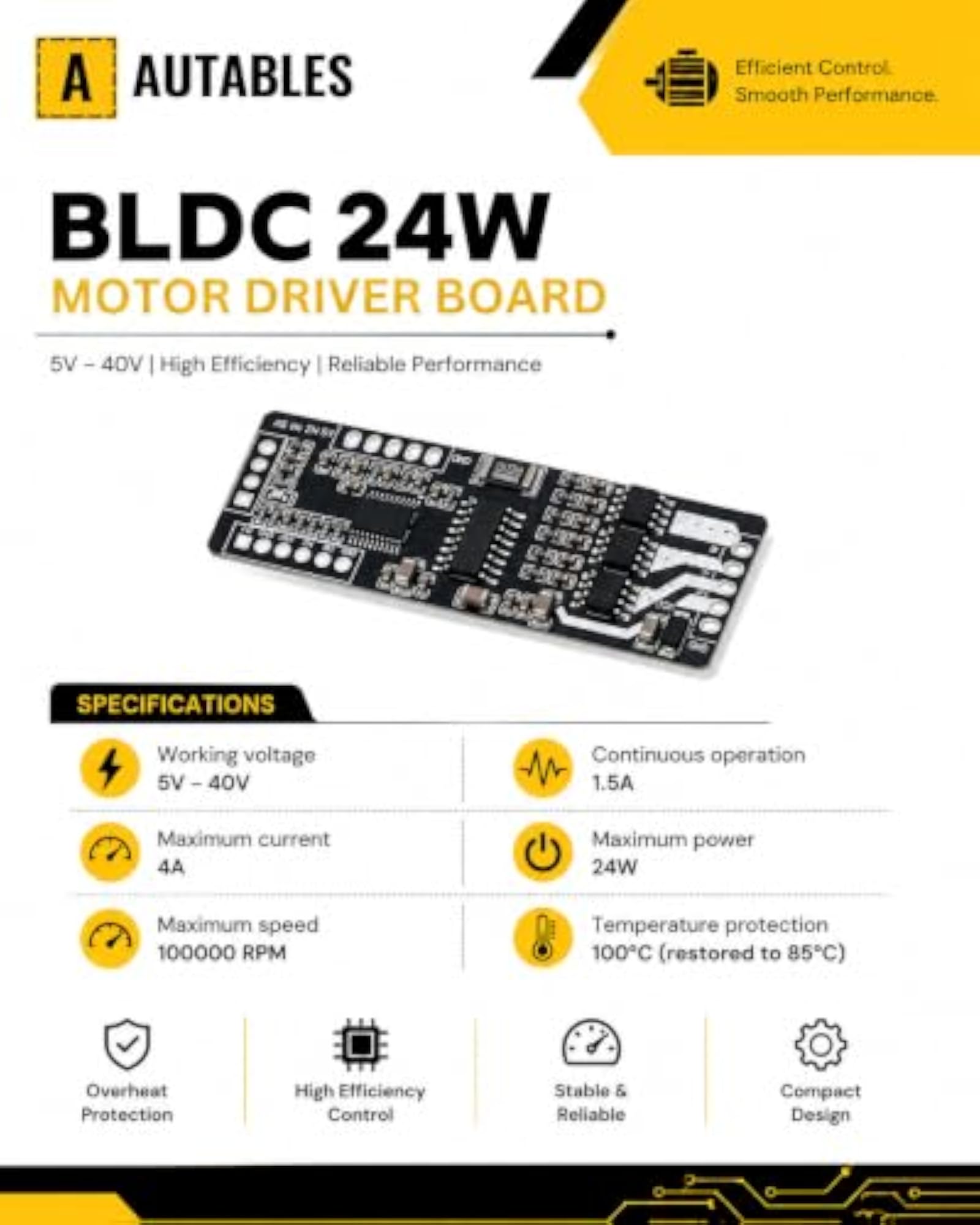 BLDC Motor Driver Board with Hall Sensor Control