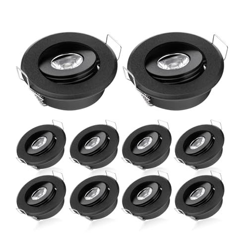 Image of Pack of 10 Mini 3W Mini LED Spot Light Black Recessed Led Ceiling Light for Home Cabinet Closet