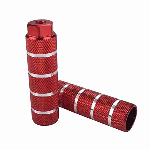 LIPOVOLT® 2pcs MTB BMX Bike Alloy Foot Stunt Pegs Footrest Lever Cylinder Grip 3/8'' Axle Red