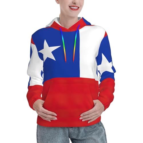 Sweat à capuche imprimé drapeau du Chili femme chaud printemps hiver confortable