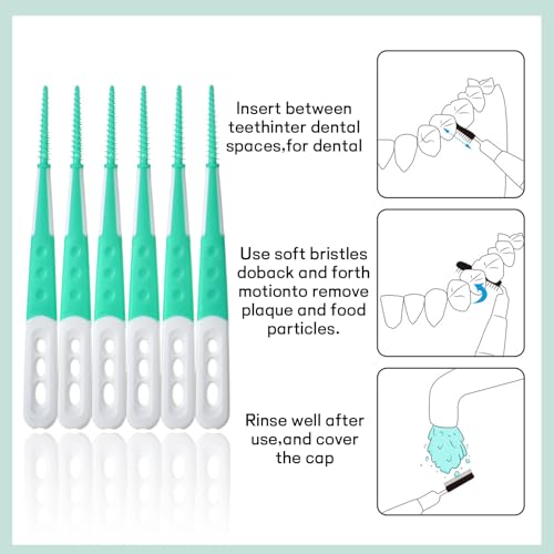 84 Stück Zahnzwischenraumbürsten,Zahnreinigung Zwischenräume,Wiederverwendbar,Tragbar,zur Reinigung Schwer Erreichbarer Zahnzwischenräume (Grün und Blau) – Bild 4