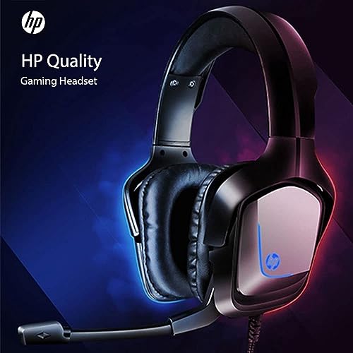 HP Headset Gamer H220GS Preto Com Microfone Driver de 40mm USB com Iluminação LED Áudio Estéreo 7.1