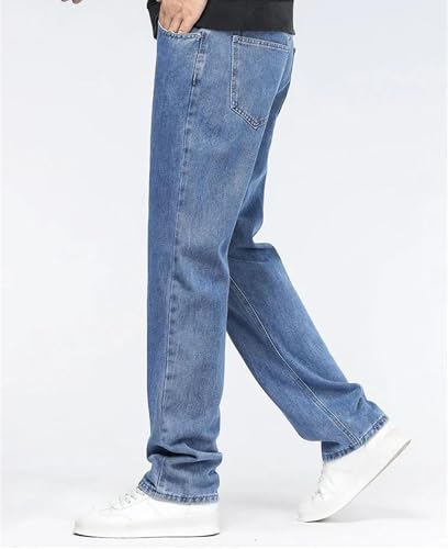 Men's Baggy Jeans Classic Straight Denim Pants Solid Color Wide Leg Loose Fit Fashion Trousers3