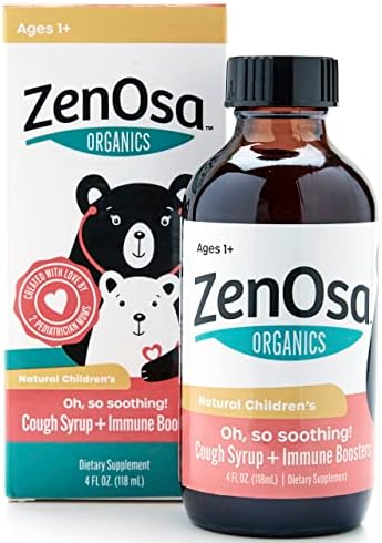 Zenosa Organics Childrens Cough Syrup- Pediatrician Mom Created- All-Natural Kids Organic Cough Medicine + Immune Booster – for Kids Age 1+ – 4 fl oz Bottle