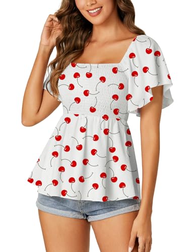 Image of LYANER Women's Square Neck Cute Peplum Top