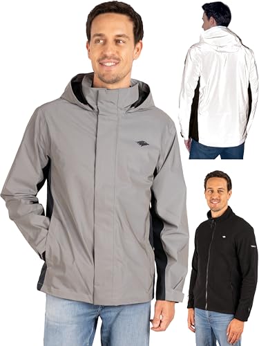 Valkental - Reflektierende & Wasserdichte 3in1 Jacke Herren [Fleece Zipp-In...
