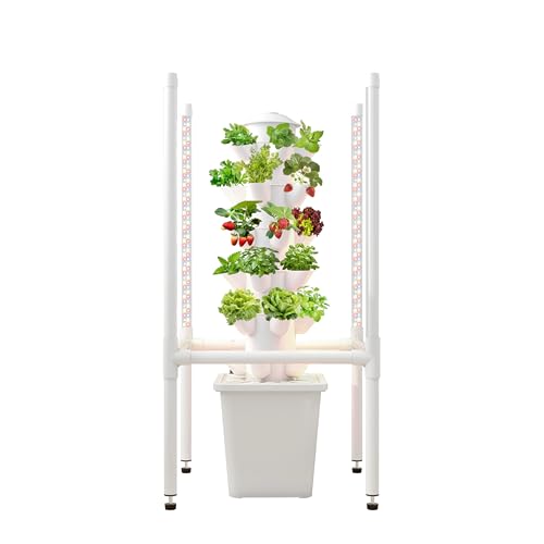 LYCereal Hydroponics Growing System, 30 Pods Indoor Hydroponic Garden with 48W LED Grow Light for Year-Round Gardening, Plants Germination Kit, Hydroponic Tower for Gifts, Herb, Vegetable (No Seed)