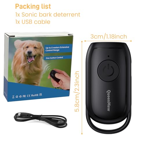 Antibell Ultraschall Gerät,Tragbar Antibell für Hunde,LED-Licht Ultraschall Anti Bell Gerät Hunde,26FT Wiederaufladbare Hundebell-Kontrolle im Innen Außenbereich,Anti-Bell-Mittel Hunde Sicher/effektiv