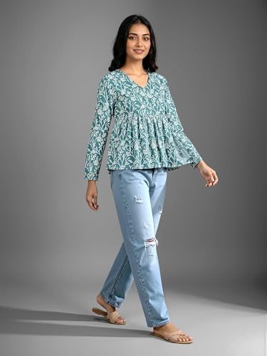 Image of Casual Rayon V-Neck Full Sleeves Stylish Peplum Top for Women(28 inch Inches)